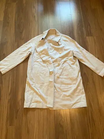 화이트 더블 브레스트 롱 코트