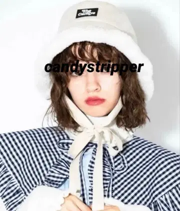 Candy Stripper 무스탕 버킷 햇 블랙 미사용 새상품