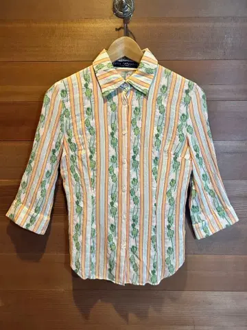 KEITA MARUYAMA 꽃무늬 스트라이프 7부 소매 셔츠