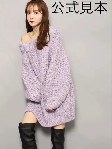 스나이델 Snidel SNIDEL 로우게이지 니트 풀오버 라벤더