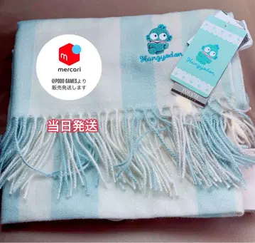 한교동 머플러 캐시미어 터치 산리오 스카이블루 체크 미사용 새상품