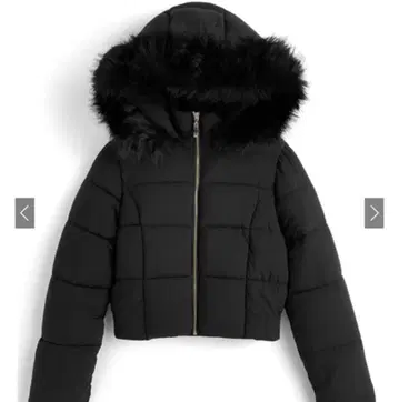 2Way 후드 부착 퍼 다운 자켓 블랙