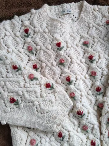 꽃무늬 자수 스웨터 니트 레트로