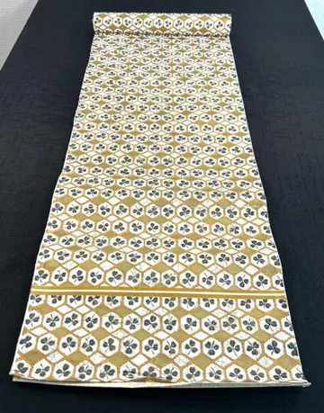 미사용 새상품 옷감 나고야 오비 순수 실크 미재단 (세잎클로버)