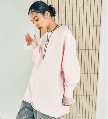 LEPSIM 핑크 래글런 슬리브 트레이닝복