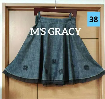 M'GRACY 엠즈 그레이시 튤 스팽글 꽃 아플리케 스커트 38