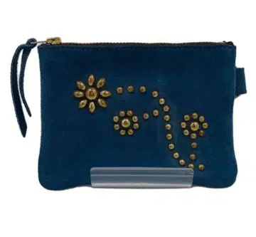 파란색 스웨이드 코인 케이스 꽃 장식 포함