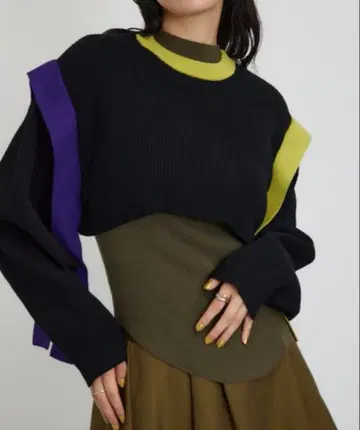 PLUS 컬러 블록 레이어드 세트 니트 플러스 AZUL by mousy