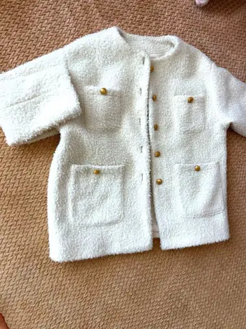 coca 화이트 아이보리 노카라 자켓 M 코트