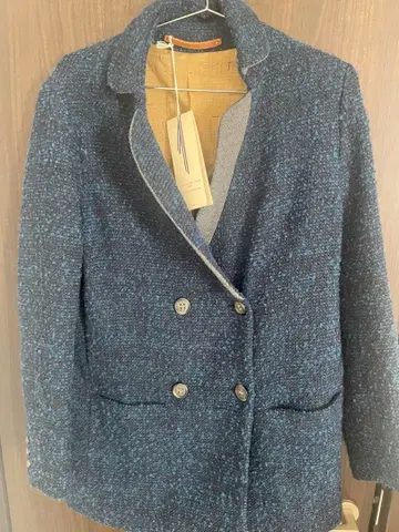 미사용 더블 브레스트 트위드 자켓 네이비 계열