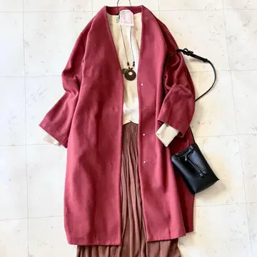 새상품급 비어즐리 노카라 울 라이크 벌룬 코트 로즈 핑크 넉넉한 핏