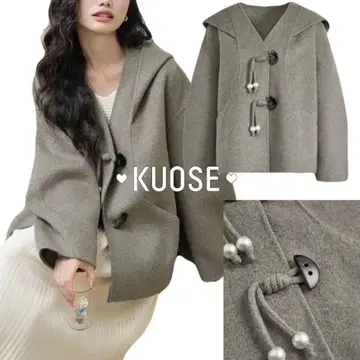 택 포함 새상품 Kuose 쿠오세 후드 부착 더플 코트