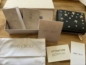 JIMMY CHOO 블랙 가죽 3단 폴더형 지갑 박스 포함