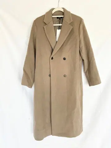 Theory 베이지 더블 브레스트 롱 코트