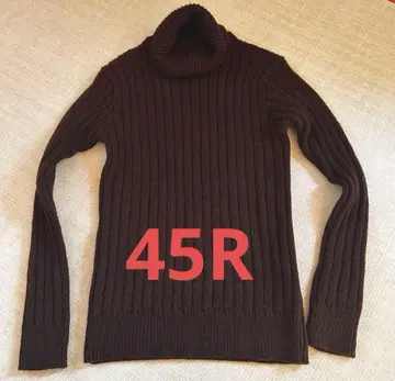 45R 플로우 코드 꼬임 리브 터틀 하이넥 브라운 사이즈 0 니트