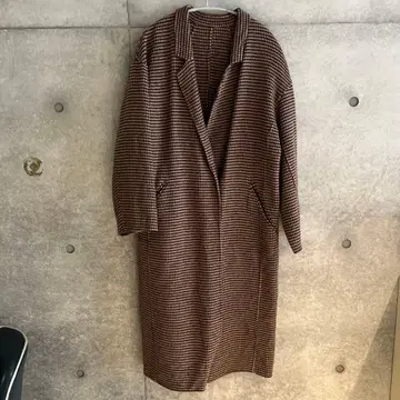 체크 무늬 오버 사이즈 체스터 코트