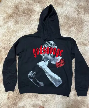 god savage 그래픽 후드티 블랙