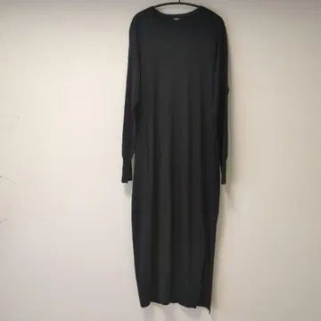 Y'LEVE 블랙 롱 니트 원피스 실크 울 캐시미어