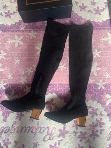 RADY 블랙 스웨이드 니하이 부츠 S