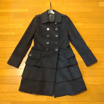 새상품급 롱 코트 티어드 프라질 네이비 블랙