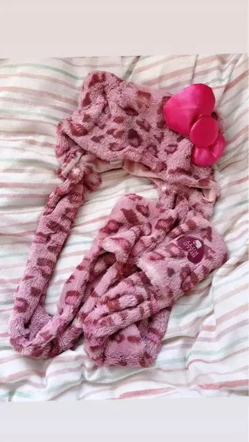 레오파드 무늬 리본 포함 머리띠