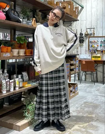 miko and [새상품급] 트윌 퀼트 체크 스커트!