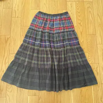 빔즈 보이 BEAMS BOY 롱 스커트 체크 패치워크풍