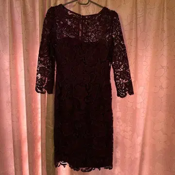 와인 레드 꽃무늬 레이스 원피스