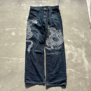 00s 일본 라벨 자수 일본풍 패턴 jeans y2k