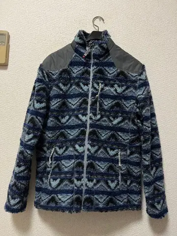 마모트 요크 절개 네이티브 무늬 플리스 / M 블루 올 패턴 로고 자수