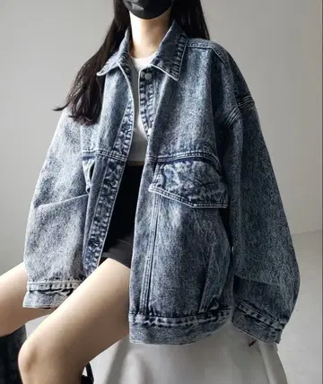me+emselect 빈티지 케미컬 블리치 보이프렌드 데님 자켓