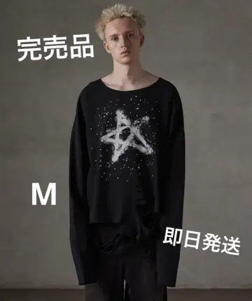 [ 완판템 ] GRANCY 큐빅 그래픽 데미지 롱T M 사이즈