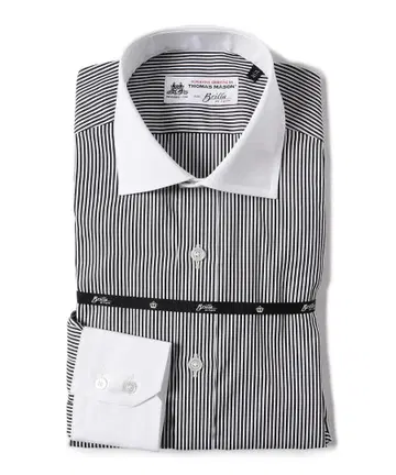 BEAMS MEN BRILLA 스트라이프 클레릭 와이드 칼라 셔츠 40