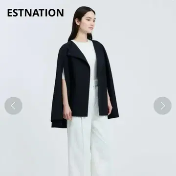 ESTNATION 블랙 판초 케이프 코트