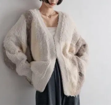 샤기 ZIP 가디건 롱 슬리브 가디건