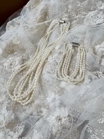 담수 진주 목걸이와 팔찌 세트