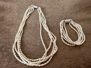 담수 진주 목걸이 팔찌 세트