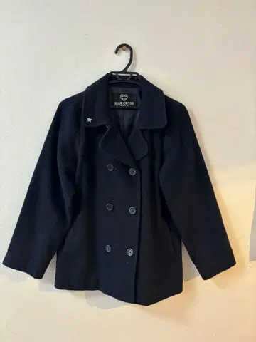 BLUE CROSS 네이비 더블 브레스트 피 코트 Jr 사이즈 L
