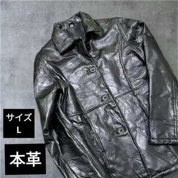 80s 빈티지 크러스트 올 가죽 코트 블랙 천연 가죽 양가죽