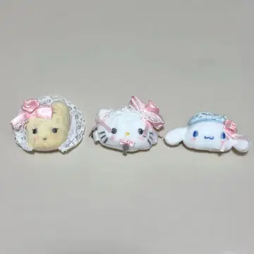 산리오 시크릿 헤어 클립 화이트 프릴