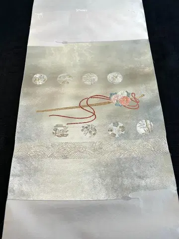 미사용 새상품 옷감 나고야 오비 순수 실크 미재단 (자수)