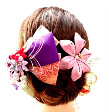 일본풍 패턴 리본과 츠마미자이쿠 머리 장식 (594)