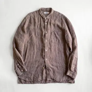 컨팩트 린넨 스트라이프 긴팔 셔츠 브라운 사이즈 4 CONFACT