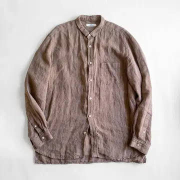 컨팩트 린넨 스트라이프 긴팔 셔츠 브라운 사이즈 4 CONFACT