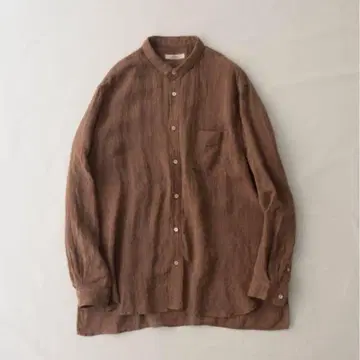 컨팩트 린넨 스트라이프 긴팔 셔츠 브라운 사이즈 4 CONFECT