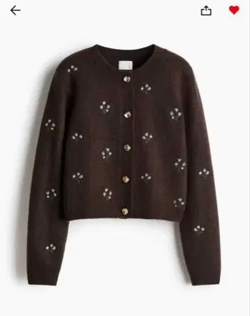 H&M 자수 가디건 브라운 M 사이즈