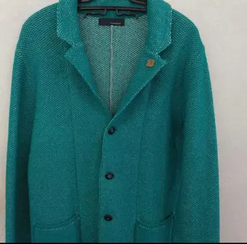 미사용급* 라르디니 니트 자켓 오리지널 로고 각인 버튼 터콰이즈