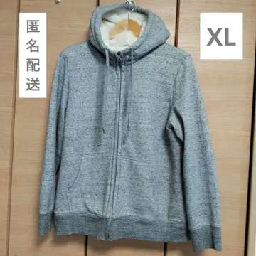 유니클로 보아 맨투맨 풀 집업 후드티 그레이 XL