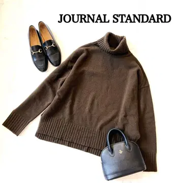 저널 스탠다드 니트 캐시미어 혼방 터틀넥 브라운 하이넥