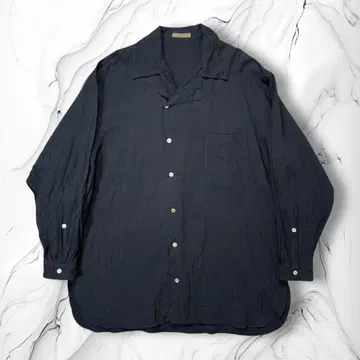 [초기] Y's for men 70~80s 변형 오픈 카라 셔츠 네이비